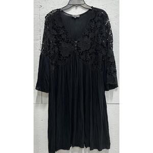 J Glee Size 1X Black Knit Bell Sleeve Dress Romantic Gothic Bohemian Whimsigoth